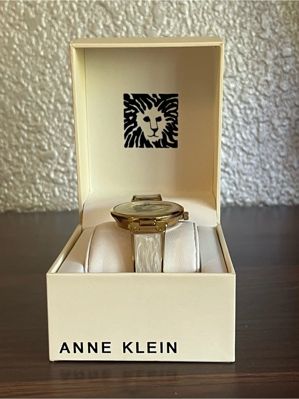 Anne Klein Gold and Cream Link Bracelet Watch